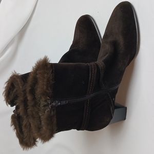 Stuart Weitzman Moto Boots Faux Fur Lined